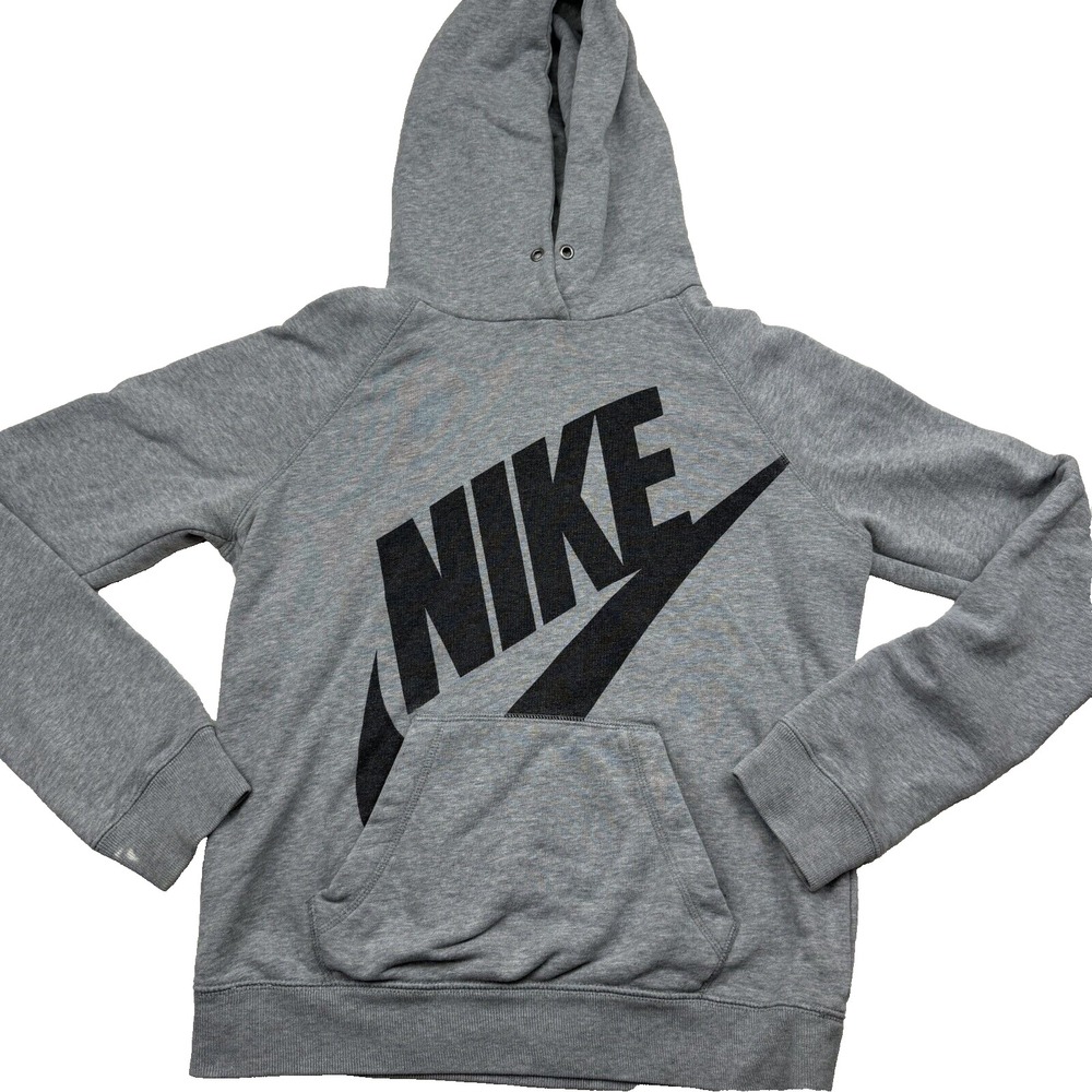 Nike Center Swoosh Hoodie Big Check Logo Women S 545585-063 Gray Travis Scott